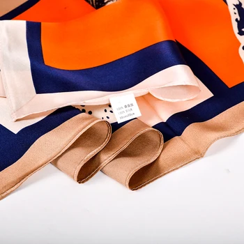 BYSIFA| 2020 Nauja Oranžinė Aikštė Šalikai Mados Arklių Dizaino Ponios Šilko skara Skara Spausdinami 90*90cm Rudenį, Žiemą Kaklo Šaliką